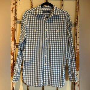 Ralph Lauren Blue and White Checkered Men's Shirt M